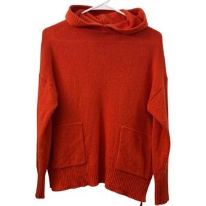 360 Cashmere Orange Wool Cashmere Blend Hoodie Sweater Size XS Side Zip Pockets